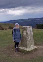 Helen at the Bolsterstone Trig Point