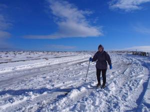 Jane on Ringinglow Road - Bert's recce