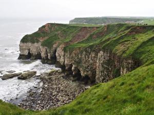 Caves approaching Thornwick Bay