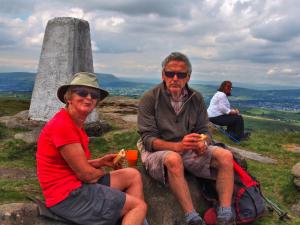 Anne and Ivor at Lad's Law trig point