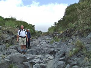 Descending the lava flow on the way to Tahodio Dam