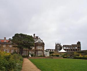 Abbey and hostel from hostel garden