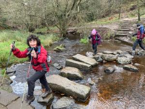 Anna on the stepping stones